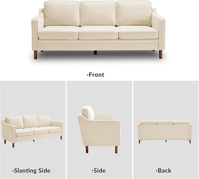 Kingfun Living Room Furniture Sets, Armchair and 2 Loveseat, Mid Century Modern Sofa Set, Chenille Couch with Solid Wood Frame for Living Room & Bedroom, Beige