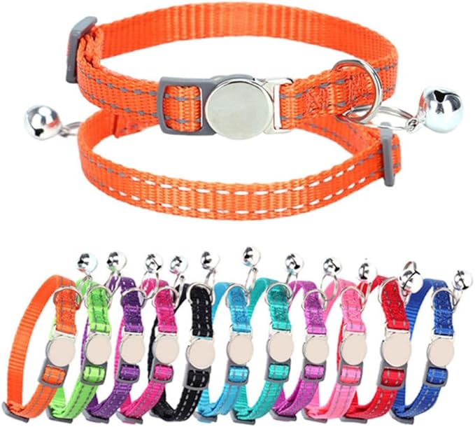 Teal Cat Collars with Bell, Reflective Soft Nylon Breakaway Kitten Collar with Bells, Break Away Puppy Collars for Xs Small Boy Male Dogs, Neck 7-11 Inch