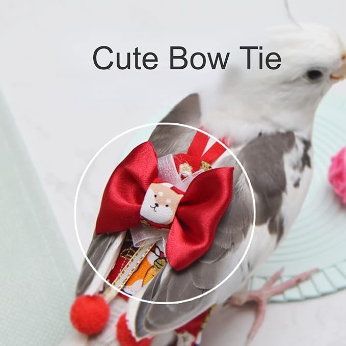 Bird Flight Suits Diapers, Parrot Flight Suits Diapers for Monk Parakeets, Cockatiels Flight Suits, Parrot Clothes, Bird Training Nappy Suit Liners Clothes (S, Red-B)