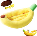 Banana Pet Bed for Small Dogs and Cats, Cozy Enclosed Calming Cave Bed with Removable Plush Cushion for Indoor Kittens Puppies Small Pets (Banana Bed + Blanket + Bone Toy, X-Large)