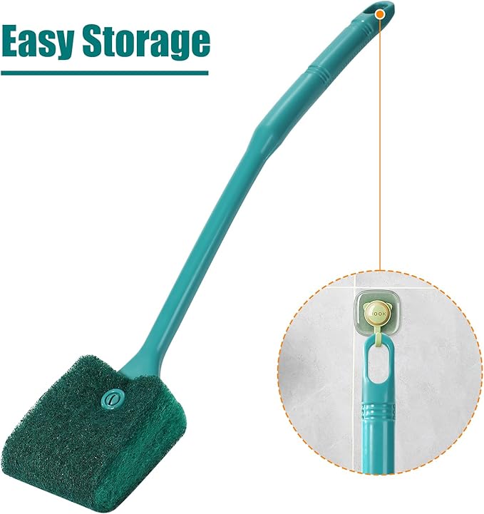 AQUANEAT Fish Tank Cleaning Tools, Aquarium Double Sided Sponge Brush, Algae Scraper Cleaner with Long Handle