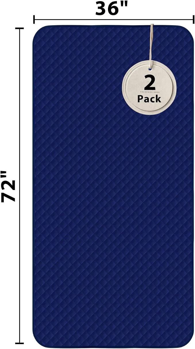 Bed Pads Waterproof 36x72 Inch (2 Pack), Extra Large Washable Pads for Incontinence, Navy Blue Ideal for Elderly, Adults, Kids and Pets