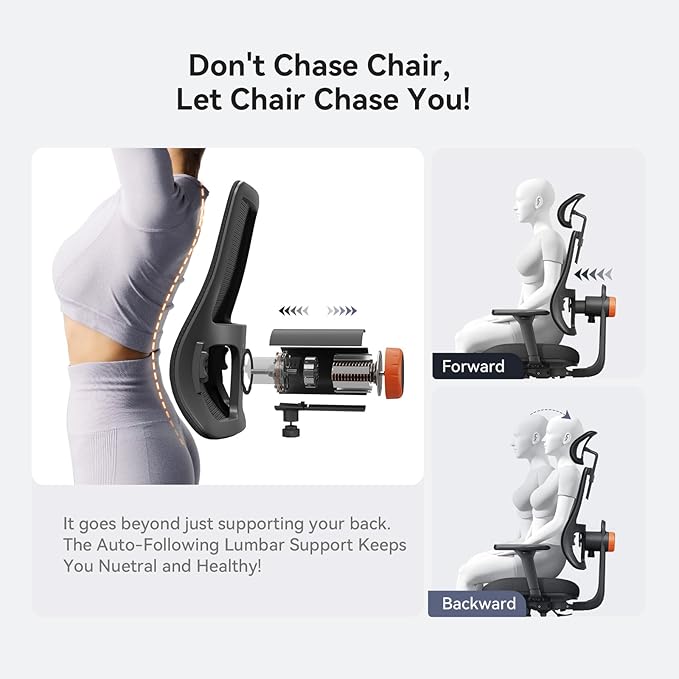 Newtral Ergonomic Office Chair - Home Office Desk Chair with Adaptive Lumbar Support, with Footrest, 4D Armrest, Adjustable Seat Depth & Height