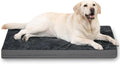 XXXL Dog Bed Waterproof, Washable Large Crate Pad 54" with Removable Cover | Jumbo Durable Pet Bed Foam, Reversible Wipeable Faux Leather & Soft Flannel, Outdoor Anti-Slip Kennel Pad 53"x36" Dark Gray