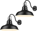 zeyu 2 Pack Gooseneck Barn Lights, Exterior Wall Mount Light for Porch, 18 Inch Modern barn Lights, Matte Black Finish, 016-1BL-2 BK