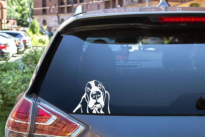 WIRESTER 6 inch Clear Vinyl Decal Sticker Decoration for Car Window (Or Any Flat Surface) - Basset Hound Dog