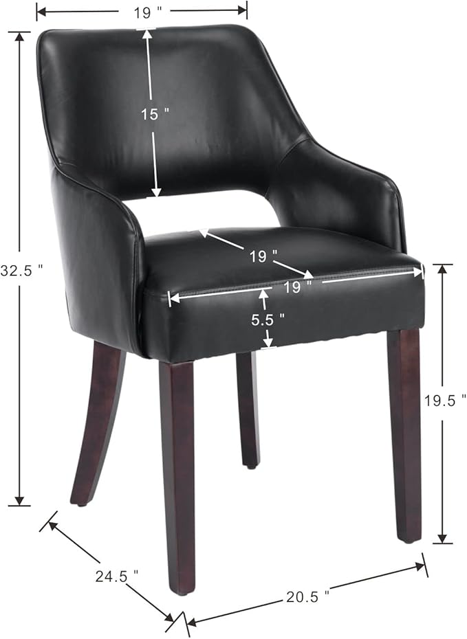 Dining Chairs Set of 4 PU Leather Kitchen Chairs Upholstered Side Chairs Wood Accent Chair for Living Room/Dining Room/Bedroom/Restaurant, Black