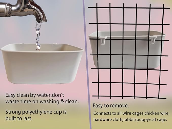 26 Pack Rabbit Feeder for Cage Chicken Waterer 21 oz Food Water Cat Treats Cups Puppy Hanging Feeding Dish Coop Bowl Watering Container Drinker Pigeon Bird Bath