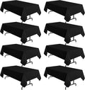 sancua 8 Pack Black Tablecloth 60 x 120 Inch, Rectangle Table Cloth for 8 Feet Tables - Stain and Wrinkle Resistant Washable Polyester Table Cover for Dining Tables, Buffet Parties and Camping
