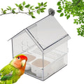 Pull-Out External Parrot Feeder, Hanging Wild Bird Seed with Squirrel Proof Tray, Acrylic Transparent Bird Bath Tub, Easy to Refill and Clean, Food Dispenser for Balcony Garden Fence (White)