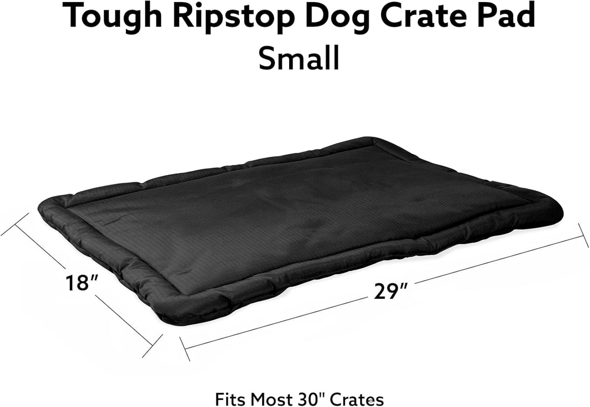 K9 Ballistics Tough Ripstop Dog Crate Pad - Durable & Machine Washable with Non-Skid Bottom and 120-Day Warranty, Fits 30" Wire Crates - Small, Obsidian Black