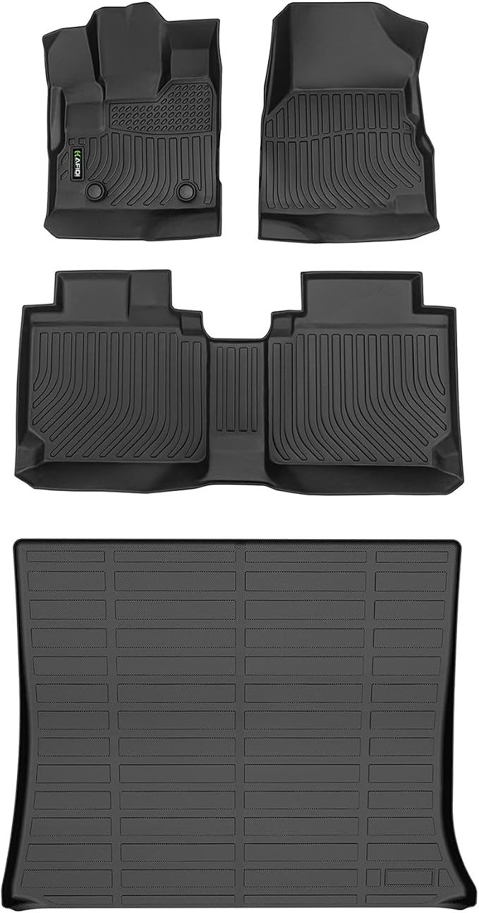 Automotive Floor Mats & Cargo Liner for GMC Terrain 2012-2017 & Chevrolet Equinox 2012-2017 All Weather Protection Full Set- Black