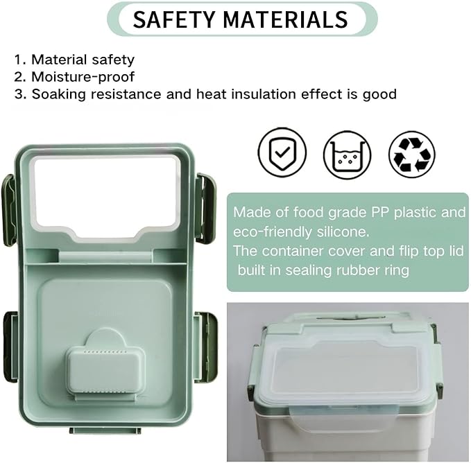 Large Flour Storage Container Bin 25lb, 4 Pack Airtight Rice Storage Containers with Wheels Seal Locking Lid, BPA Free, with Measuring Cup |Scoop, for Flour, Rice, Grain, Dry Food - Green