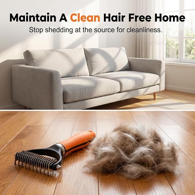 2026 Upgrade Double-Sided Pet Grooming Tool, Professional Pet Detangling Comb Removes Tangles Knots and Loose Fur, Gentle Deshedding Dog Cat Brush for Long Thick Hair (#2Sets)