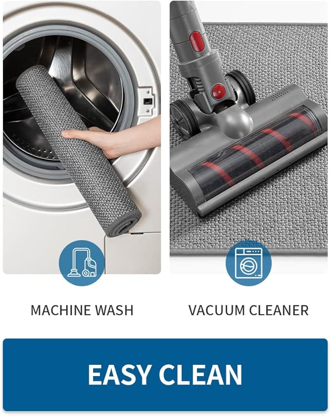 MontVoo Kitchen Rugs and Mats Non Skid Washable, Absorbent Runner Rugs for Kitchen, Front of Sink, Kitchen Mats for Floor(Dark Grey, 20"x47")