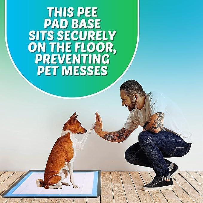 Dog Pee Pad Holder - Fits Up to 30” x 36” Pee Pad - 1 Pack - Grey | Stable Grip, Soft Edges, Quick Wipe Silicone Surface, Dog Pad Holder for Indoor Flooring Protection