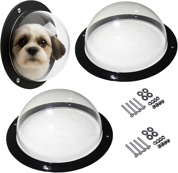 Dog Fence Window - Clear View Dome Pet Peek Window - 12.4in for Dog/cat/Horse,Even Children (2 Pack)