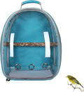 Bird Carrier Backpack with Wood Perch, Transparent Bird Travel Cage, Portable Pet Carrier Backpack, Breathable Hangbag for Vet Transport Camping Hiking (Light Blue)