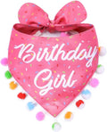 LunaMarie - Luxury Pet Birthday Bandanas -Premium & Silky Poly Fabric | 100% Handmade | Custom Shape Dual Layered (Birthday Girl, X-Small)