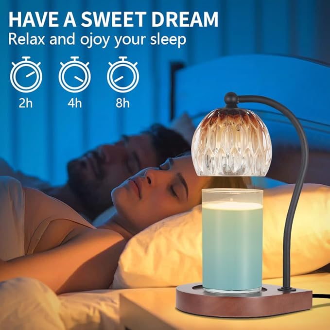 Candle Warmer Lamp, Electric Candle Warmer Birthday Gifts for Women Mom, Candle Lamp Warmer with Timer for Home Decor Housewarming Christmas (Black-Brown)