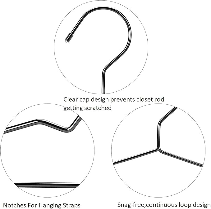 17.7" Strong Metal Wire Clothes Hangers, Coat Hanger Rack, Standard Suit Hangers, Metal Shirt Dress Hanger, 30 Pack, Black
