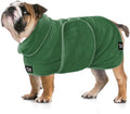 Tuff Pupper Fast Drying Dog Bath Robe | 800 GSM Plush Dog Towel Bathrobe/Dressing Gown | Super Absorbent Pet/Puppy Bathrobe | Adjustable Hood & Belly Strap | Super Soft | Fast Drying (L, Green)