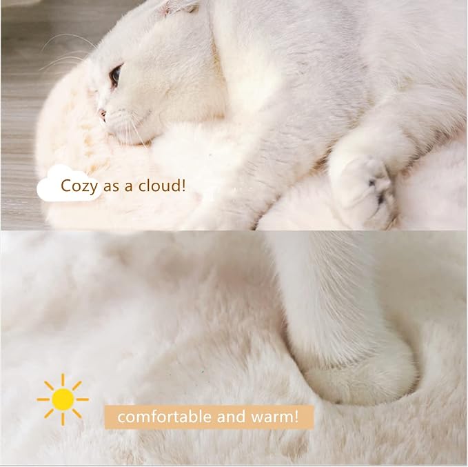 SHENGOCASE 2-Pack 14" x14" Faux Rabbit Fur Cat Dog Bed Cushion Pad Mat, Cat Tree Tower Replacement Cushion Pad for Window Perch Carrier House Cage Crate Kennel Furniture