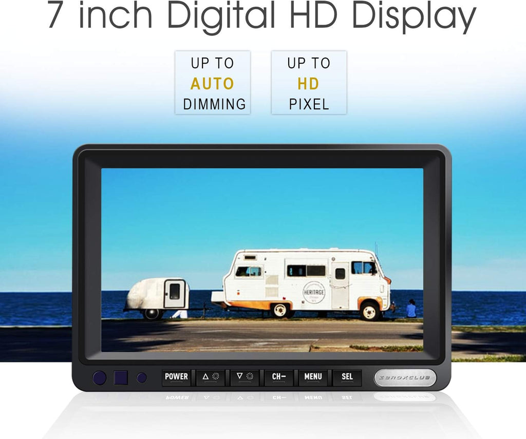 Digital Wireless Backup Camera System Kit, IP69 Waterproof Wireless Rear View Camera + 7?™â€?LCD Wireless Reverse Monitor for RV/Truck/Trailer/Bus/Camper/5th Wheel (W01-7 inch)