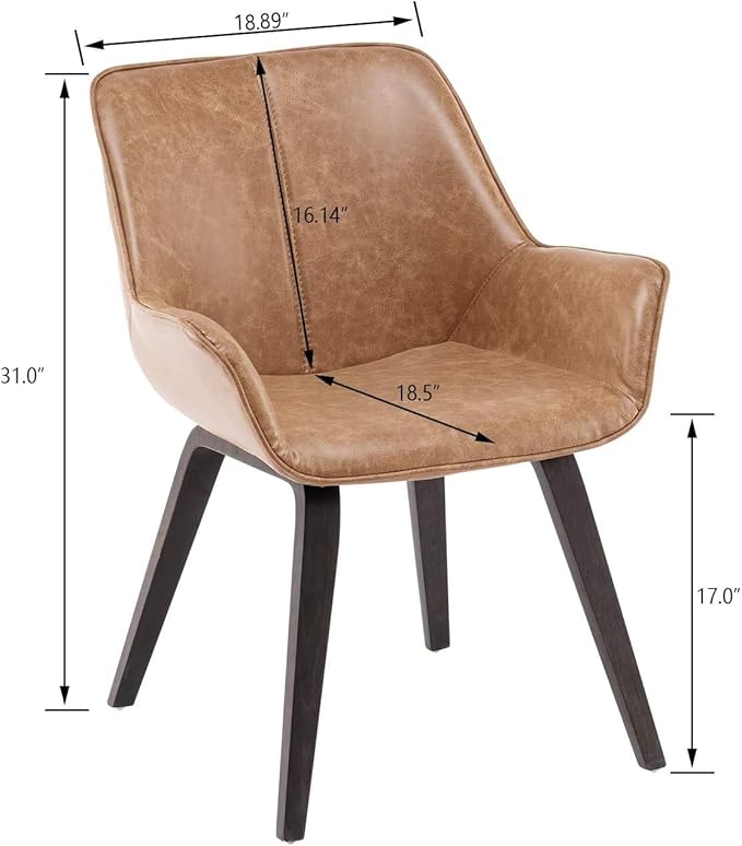 Yellow Set of 6 PU Leather Living Room Chairs Modern Upholstered Accent Chairs Dining Room Chairs (Yellow, 6)