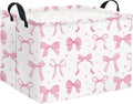 HIYAGON Rectangular Kids Basket Baby Girl Basket Fabric Storage Bin Organizer Box Room Decor(Dreamy Bowknot)