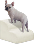 Dog Stairs & Steps for High Beds, 2 Steps High Density Foam Waterproof Dog Ramp for Small Dogs and Cats, Pet Stairs with Washable Cover for Bed, Couch, Sofa and Car, Beige (H: 11.8")