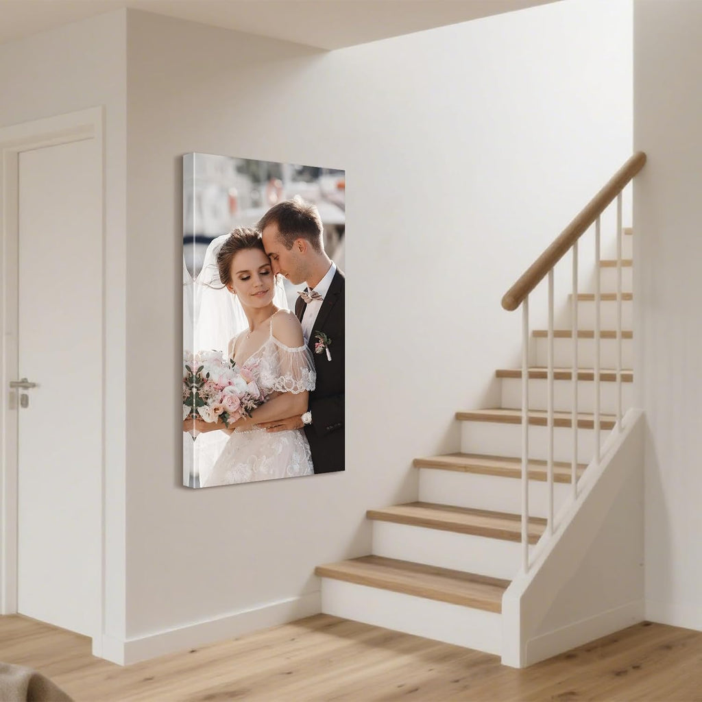 Personalized Custom Canvas Prints with Your Photos & Text, Customized Picture Print, Transform Own Images Into Framed Wall Art Digitally Printed Photo to Canvas, Keepsakes Gifts for Family 8x16’’