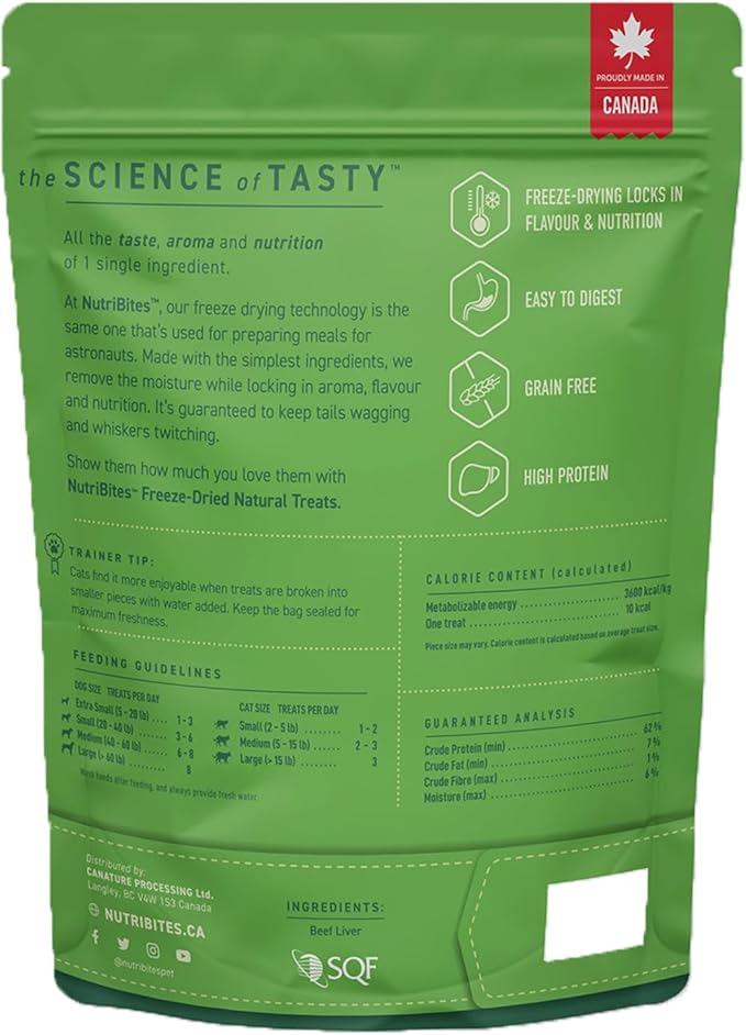 Nutri Bites Freeze Dried Beef Liver Dog & Cat Treats | Healthy Pet Training Treats or Food Topper | All Natural, Single Ingredient, High Protein | Premium Bulk Value Pack, 17.6 oz