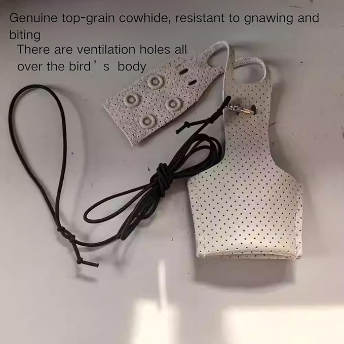 Premium Genuine Cowhide Bird Flight Harness Anti Bite Breathable Parrot Diaper Parrot Suit with Leash for Parakeet Conure Quaker Flying Clothes Rope and Handle (with Leash,X-Small)