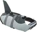 Dog Life Jacket Ripstop Shark Dog Safety Vest Adjustable Preserver with High Buoyancy and Durable Rescue Handle for Small,Medium,Large Dogs, Grey Shark Large