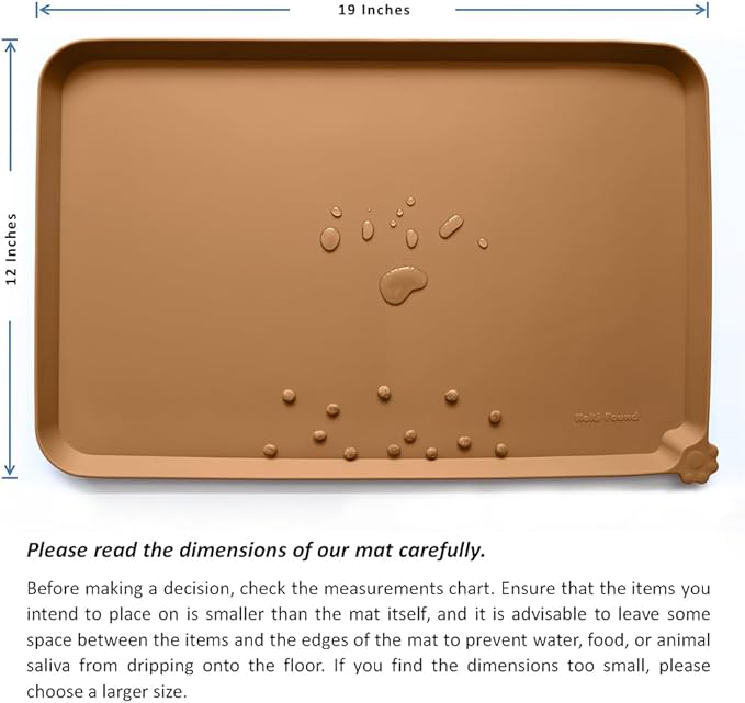 Hoki Found Silicone Pet Food Mats Tray - High-Lips Pet Dog Cat Bowl Mats - Dog Pet Cat Feeding Mat - Waterproof Dog Cat Food Mats -Pet Water Mats for Floors - Butterscotch