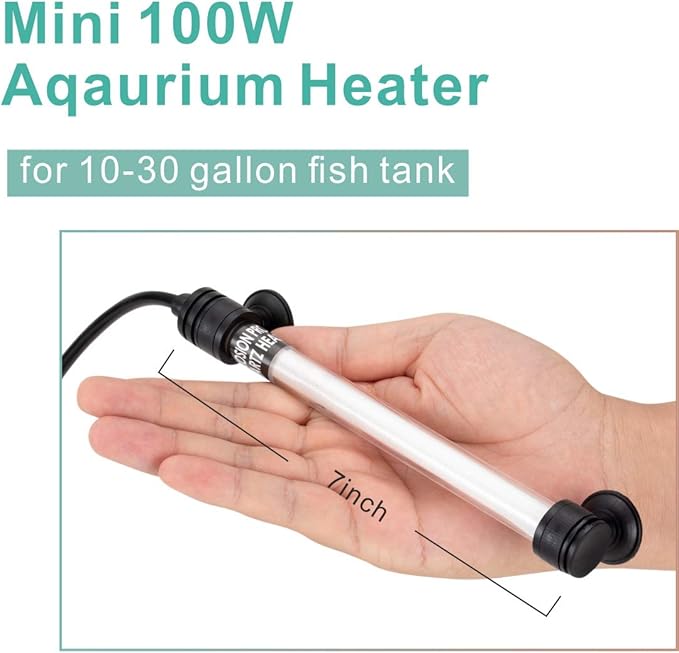 hygger 100W Mini Inline Quartz Glass Aquarium Heater with External Controller, Adjustable Submersible Betta Fish Tank Thermostat for 10-30 Gallon