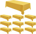 Rectangle Tablecloths 90x132 Inch 10 Pack Yellow Tablecloth for 6ft Washable Decorative Linen Polyester Table Cloths for 8ft Dining Table Banquets Buffet Parties and Wedding