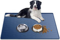 Large Dog Mat for Food and Water, 31.8"x23.8" Silicone Pet Feeding Mats, Waterproof Dog Bowl Mat with High Edges to Prevent Water and Food Spills, Dark Blue
