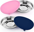 Patelai Stainless Steel Dog Bowls with Silicone Lids for 1.9 Cups Portable Food and Water Dishes for Pets Sealable Containers for 6.3" for Cats & Small Dogs(4 Pcs,Dark Blue,Pink)