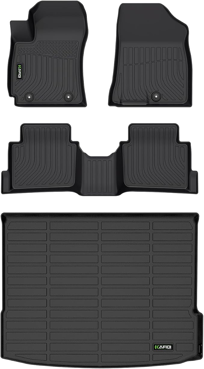 All Weather Car Floor Mats & Cargo Liner Set for Hyundai Kona 2024 2025 2026 (Not for EV) Custom Fit Floor Liners Accessories - Black