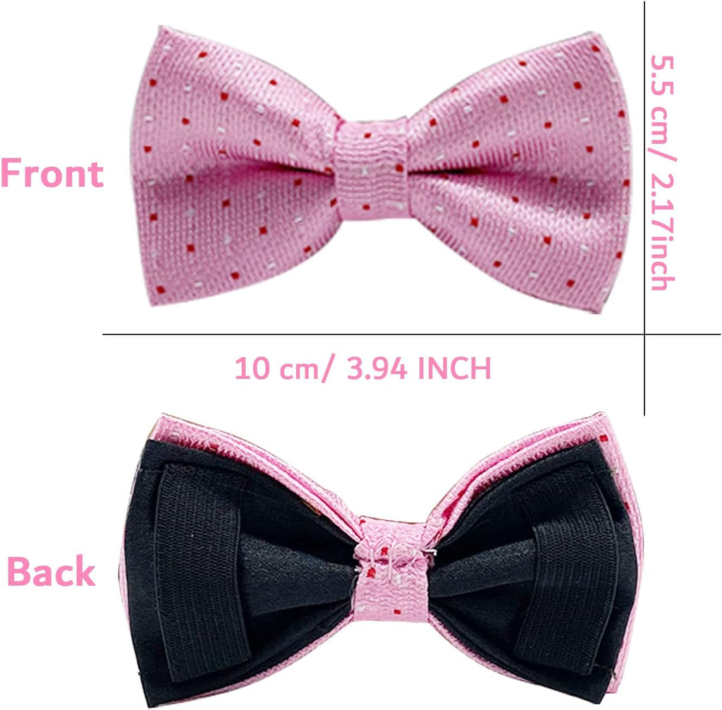 Dog Bow Tie / 50 Pcs Adjustable Elastic Rubber Band Double Layer Bow Ties for Small Medium Large Dogs & Big Cats Pet Collar Charms Accessories Bowties for Birthday Wedding Parties(50 Pcs)