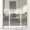 41" Extra Tall Cat Gate for Doorway, 49.2-54.7 Metal Pet Baby Safe Gate, Extra Wide Pressure Mounted Child Door with Expansion Kit, No Drilling No Climb Cat Fence Indoor, Tall Dog Gate, White