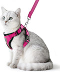 PUPTECK Cat Harness and Leash Set Escape Proof Reflective Cat Walking Harness Adjustable Soft Breathable Mesh Vest for Small Pets, Deep Pink, M