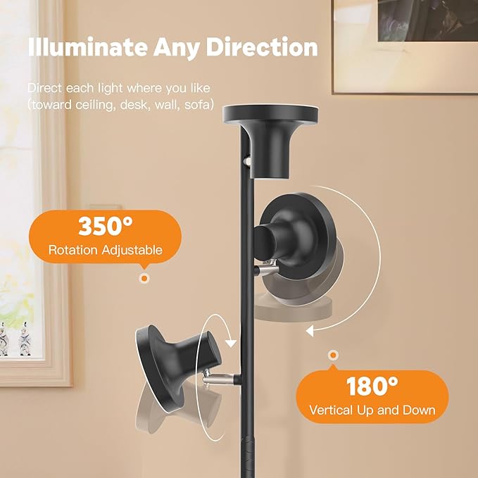 36W LED Tree Floor Lamp, Modern Dimmable Standing Lamp with Remote & Touch Control, 4 Color Temperatures, 3 Rotatable LED Light Floor Lamps for Living Room, Bedroom, Office