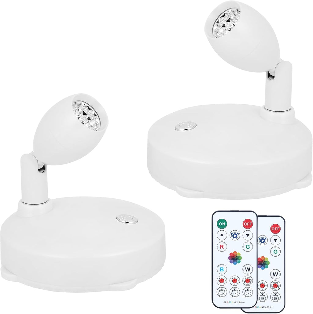 Cordless Spotlight Battery Operated, RGB Indoor Plant Light, Dimmable Accent Uplight with Remote, Color Changing Display Lighting for Picture Tree Photo Dartboard Painting Art