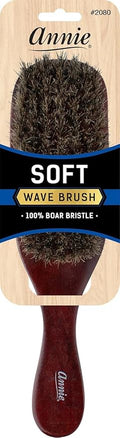 Annie Wave Soft Brush (Model 2080) - Natural Wood Handle, Boar Bristles, Detangler