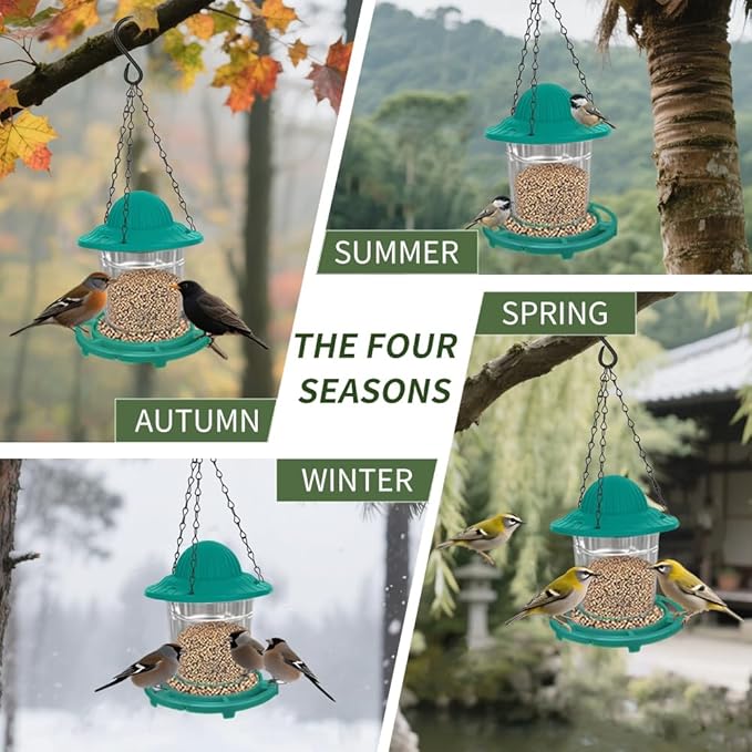 Small Bird Feeder - Durable Plastic Design, Easy Fill & Clean, Attracts Finches & Songbirds, Great for Outdoor Use in Yards, Porches and Decks