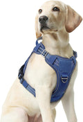 rabbitgoo Dog Harness Medium Sized No Pull, Tactical Service Pet Vest with Molle and Control Handle, Adjustable and Reflective Military Harness for Easy Walking and Training, Blue, M