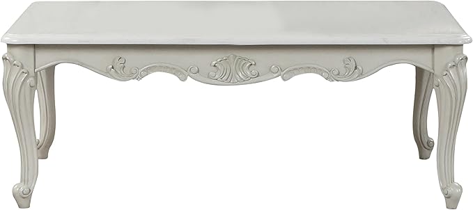 Tuscan Traditional Style Coffee Table Made with Wood in Silver Finish